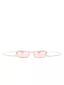 Gucci Eyewear солнцезащитные очки в прямоугольной оправе, золотистый