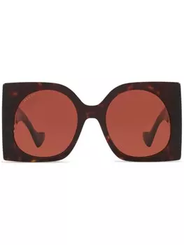 Gucci Eyewear солнцезащитные очки в прямоугольной оправе, коричневый
