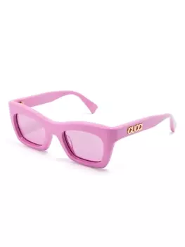 Gucci Eyewear солнцезащитные очки в прямоугольной оправе, розовый