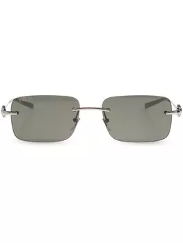 Gucci Eyewear солнцезащитные очки в прямоугольной оправе, серебристый