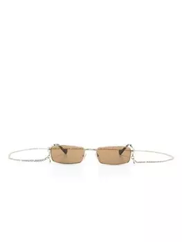 Gucci Eyewear солнцезащитные очки в прямоугольной оправе, золотистый