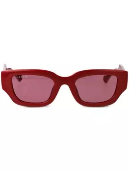 Gucci Eyewear солнцезащитные очки в прямоугольной оправе GG, красный