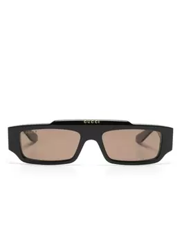 Gucci Eyewear солнцезащитные очки в прямоугольной оправе с логотипом, черный