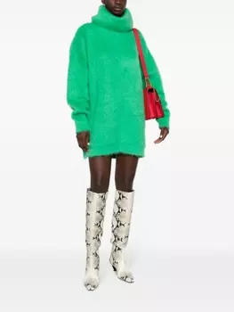 Gucci фактурное платье-джемпер с высоким воротником, зеленый