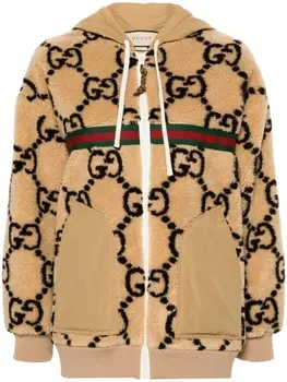 Gucci флисовая куртка Maxi с узором GG, нейтральный цвет