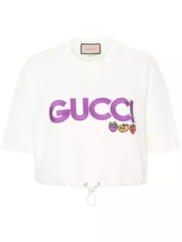 Gucci футболка из джерси с вышитым логотипом, белый