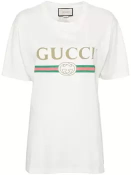 Gucci футболка с логотипом, белый