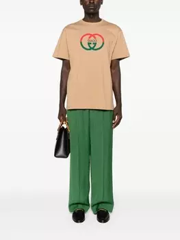 Gucci футболка с логотипом Interlocking G, нейтральный цвет