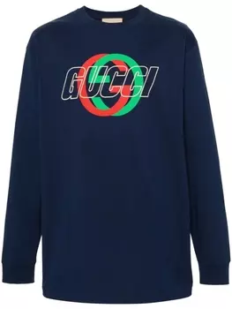 Gucci футболка с логотипом, синий