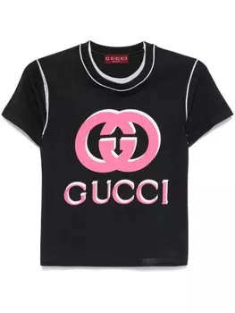 Gucci футболка с переплетенным логотипом G, черный