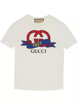 Gucci футболка с принтом 1921 Interlocking G, белый