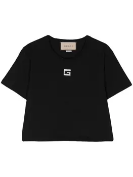 Gucci футболка Square G с кристаллами, черный