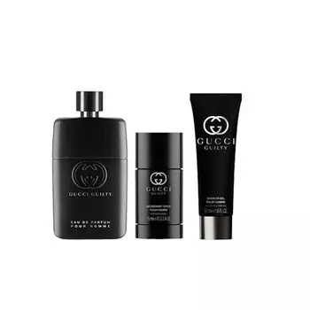 Gucci Guilty Pour Homme 3 Piece Gift Set: Eau de Parfum 90ml Spray + 75ml Deodorant + 50ml Gel - Hard Box