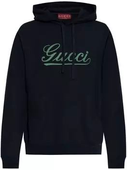 Gucci хлопковая толстовка с капюшоном, черный