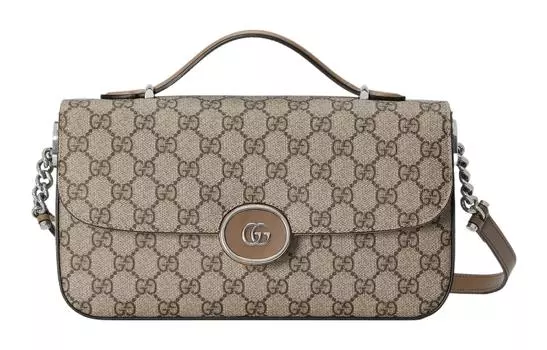 GUCCI Холщовая сумка, дамская сумочка, сумка через плечо, сумка через плечо, женская, Trumpets, коричневая