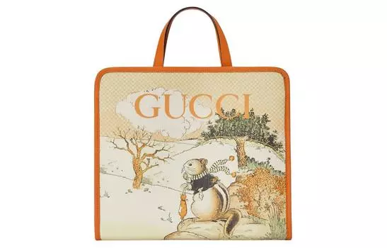 GUCCI Холщовая сумка, детская, кремового и бежевого цветов