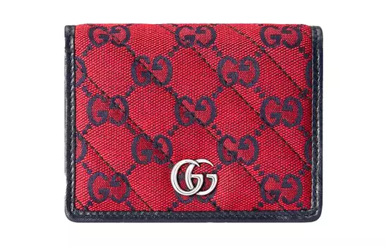 GUCCI Холщовая сумка для квилтинга с кожаным держателем для карт, холщовая сумка, женский кошелек, красный/синий