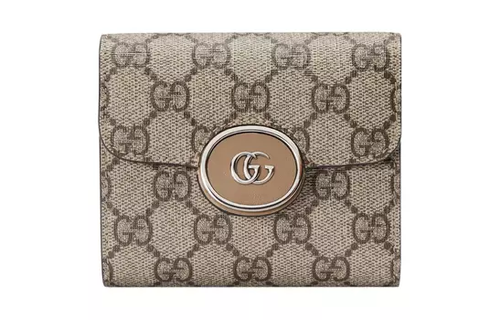 GUCCI Холщовая сумка-кошелек среднего размера для женщин, коричневого цвета