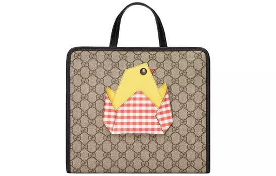 GUCCI Холщовая сумка с кожаной сумкой-шоппером, женская сумка, детская сумка, цвет "черное дерево"