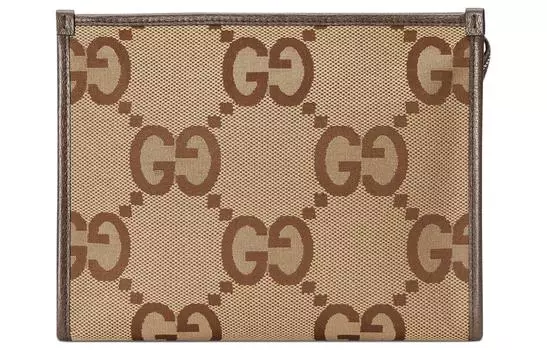 GUCCI Холщовый клатч, обычный, мужской, бежево-коричневый