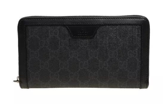 GUCCI Холщовый кошелек с покрытием и кожей, обычный, унисекс, черный, серый цвет