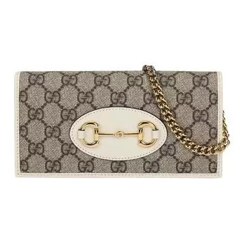 GUCCI Horsebit 1955, холст с кожаным кошельком, сумка на плечо, сумка через плечо, обычная женская, цвет эбеновое дерево/белый