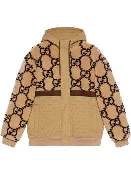 Gucci худи из искусственного меха с узором GG, нейтральный цвет