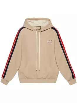 Gucci худи с контрастными полосками и логотипом GG, нейтральный цвет