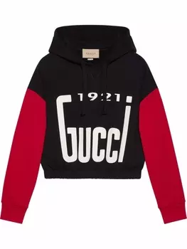 Gucci худи с кулиской и логотипом, черный