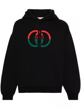 Gucci худи с логотипом Interlocking G, черный