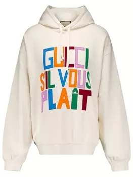 Gucci худи с нашивкой-логотипом, нейтральный цвет