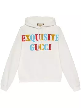 Gucci худи с принтом Exquisite Gucci, нейтральный цвет