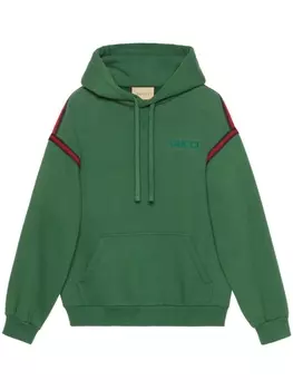 Gucci худи с вышитым логотипом, зеленый