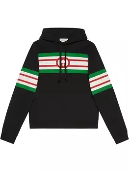 Gucci худи в полоску Interlocking G, черный