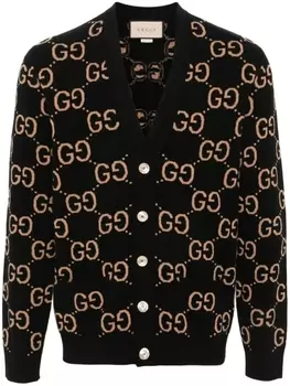 Gucci кардиган на пуговицах с логотипом GG, черный