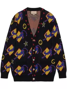 Gucci кардиган с узором вязки интарсия, черный