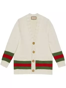 Gucci кардиган с V-образным вырезом и отделкой Web, белый
