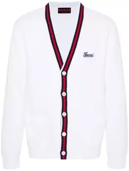 Gucci кардиган с вышитым логотипом, белый