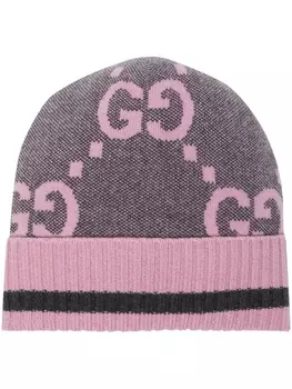 Gucci кашемировая шапка бини с логотипом GG, розовый