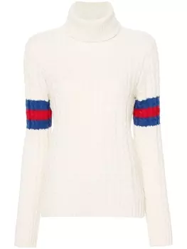 Gucci кашемировый джемпер с отделкой Web, нейтральный цвет
