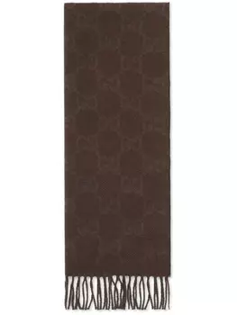 Gucci кашемировый шарф с узором GG, коричневый