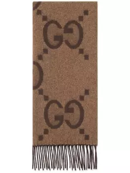 Gucci кашемировый шарф с узором GG, коричневый