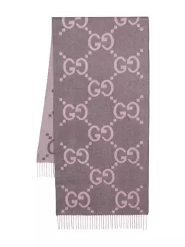 Gucci кашемировый шарф с узором GG, розовый