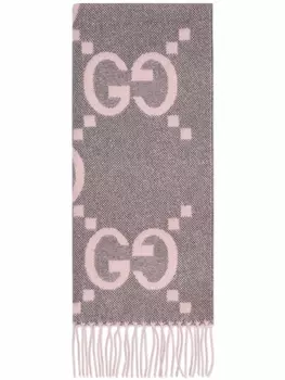 Gucci кашемировый шарф с жаккардовым логотипом GG, серый