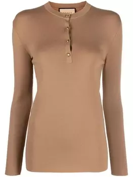 Gucci кашемировый топ с длинными рукавами, коричневый