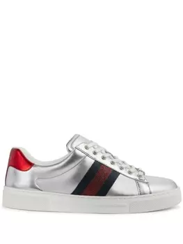 Gucci кеды Ace с отделкой Web, серебристый