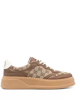 Gucci кеды с тисненым логотипом GG, коричневый