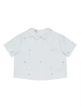 Gucci Kids блузка с вышитым логотипом GG, синий