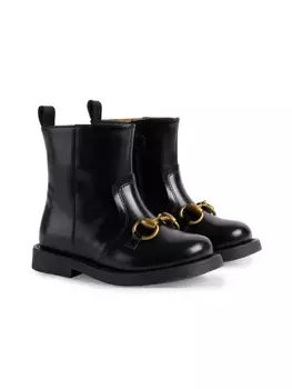 Gucci Kids ботинки с пряжкой Horsebit, черный