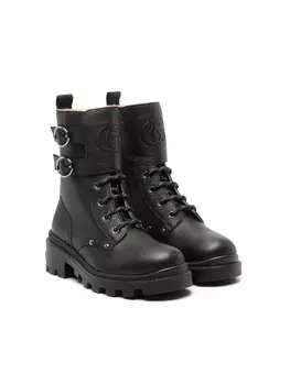 Gucci Kids ботинки с тиснением Double G, черный